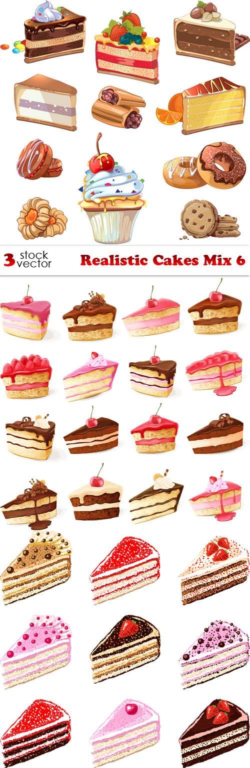 Vectors - Realistic Cakes Mix 6