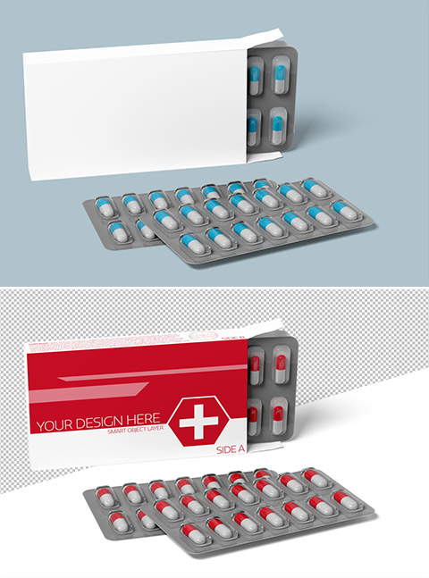 Pharmaceutical Packaging Mockup on White 244102556