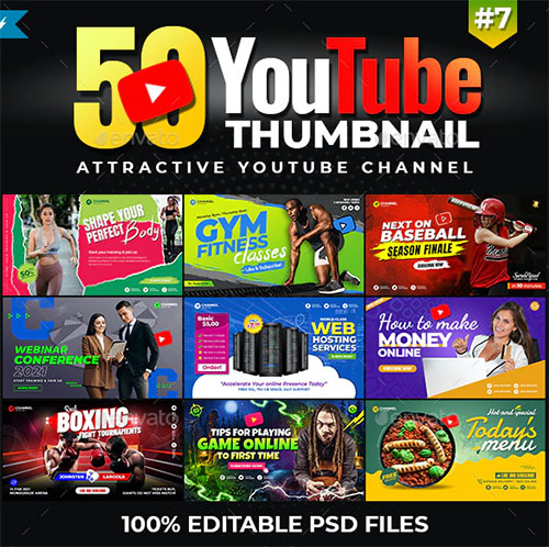 50 Youtube Thumbnail Templates
