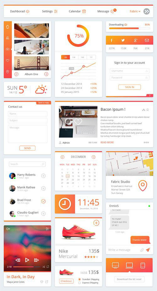 Clean & Modern Dashboard UI Kit in PSD Template