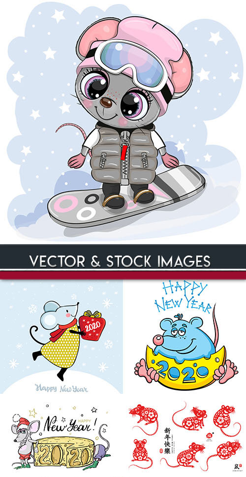 Rat cartoon symbol of New Year 2020 illustration 7
