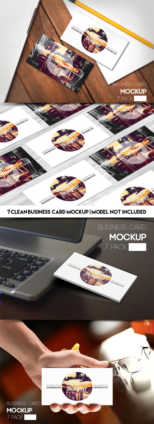 7 Packs of Business Card PSD Mockups