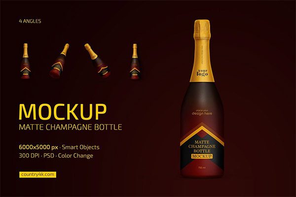 Matte Champagne Bottle Mockup Set 10196924