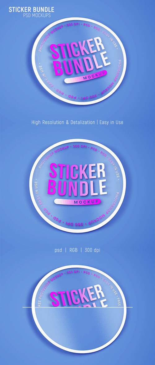 Sticker - 2 PSD Mockups Bundle