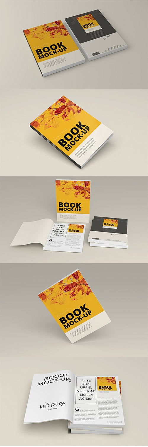 Softcover Book PSD Mock up Set