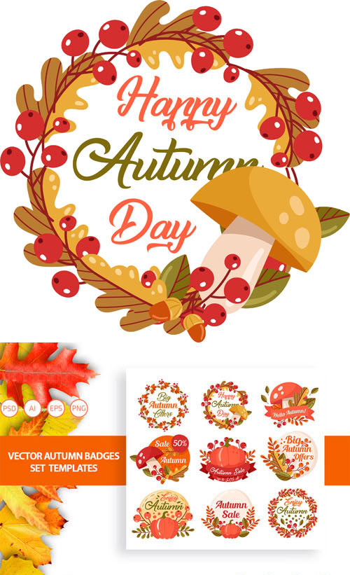 Vector Autumn Badges Set Templates