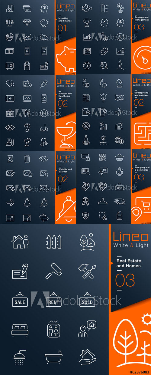 Lineo White and Light Outline Icons Vol 2