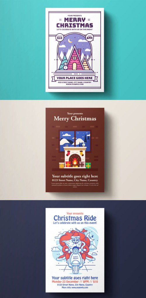 3 Christmas Flyer Templates PSD