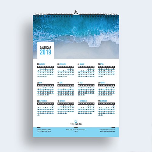 Wall Calendar 2019 Mockup