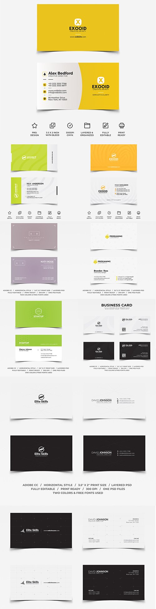 Corporate Modern PSD Business Card Set