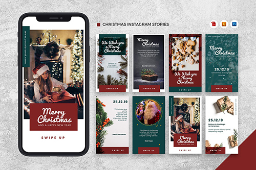 Merry Christmas Instagram Stories AI and PSD