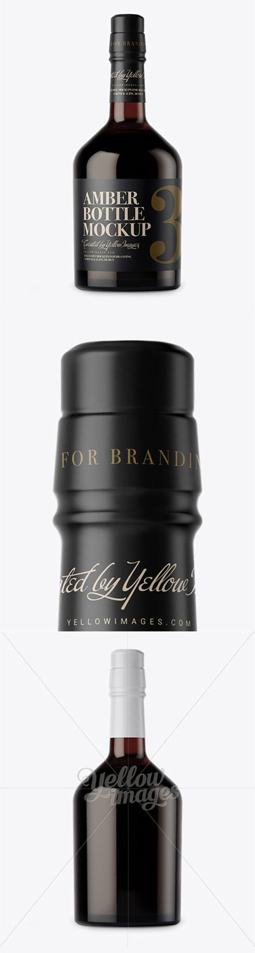 Dark Amber Glass Bottle Mockup 14562