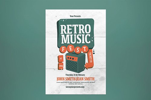 Retro Music Flyer PSD