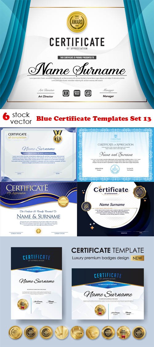 Vectors - Blue Certificate Templates Set 13