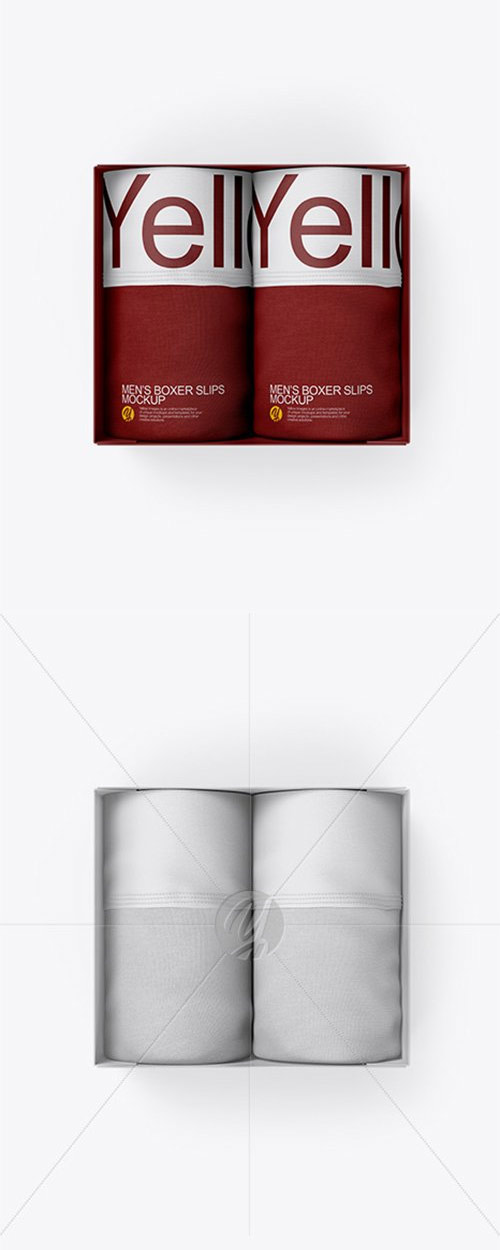 Box With 2 Men's Boxer Slips Mockup