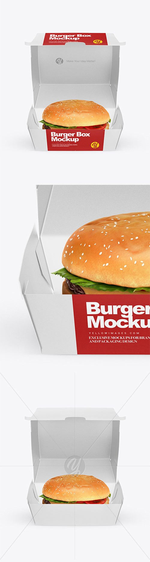 Burger Box Mockup - Front View (High-Angle Shot)