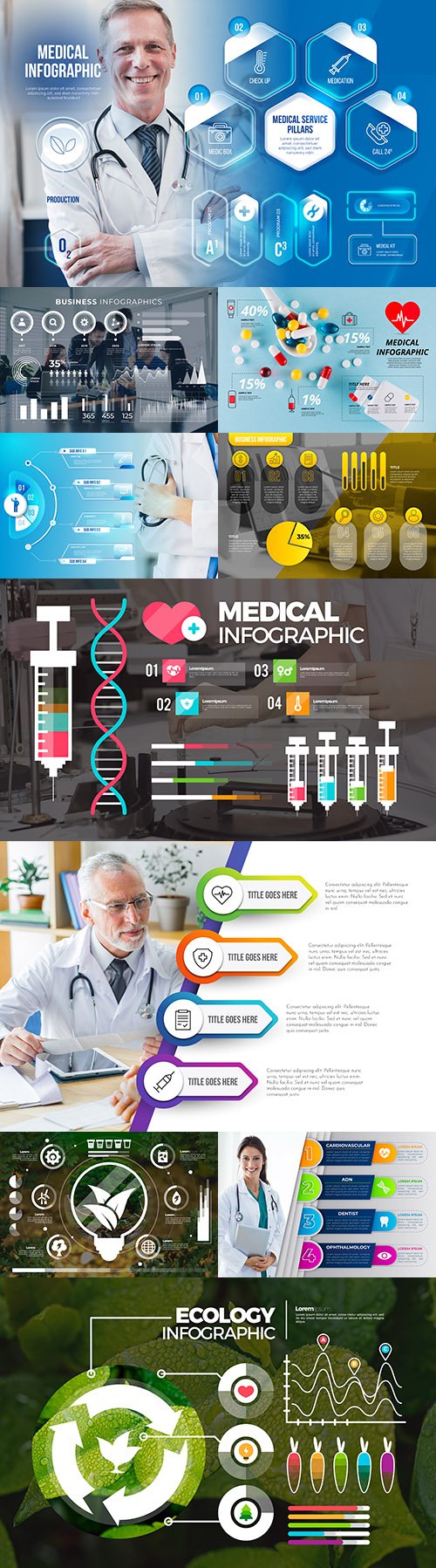 Medicine and ecology infographics elements collection