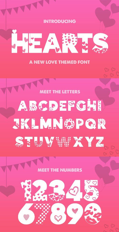 Hearts Silhouette Font