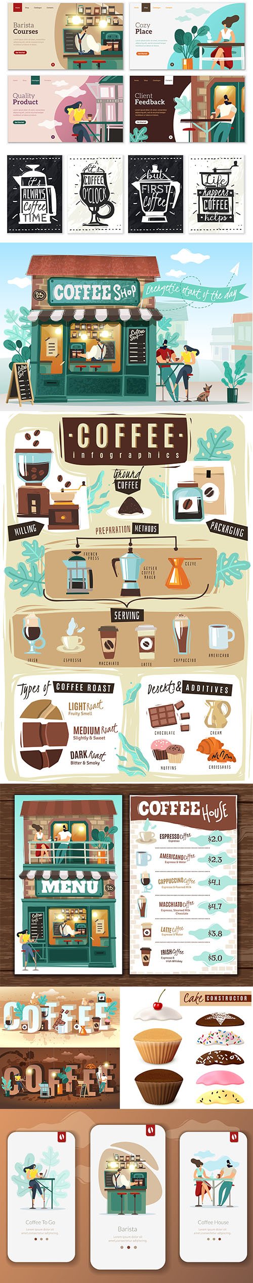 Coffee House Illustrations Vector Pack