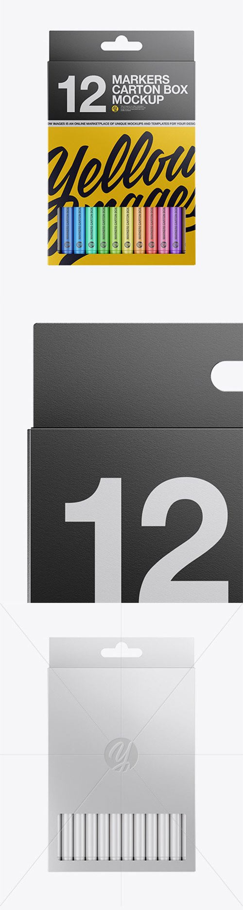 12x Markers Carton Box Mockup - Front View