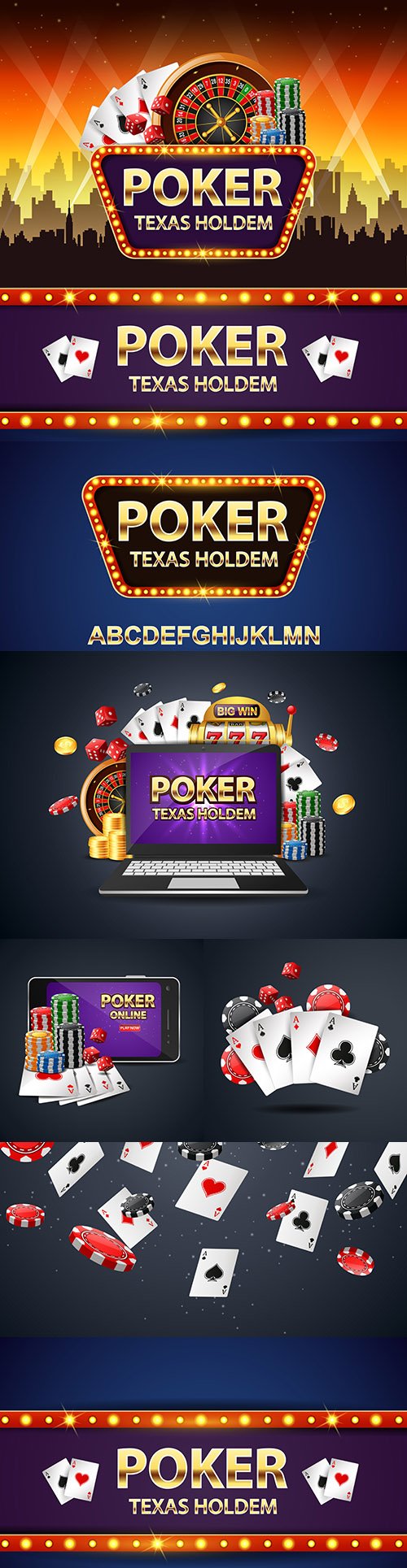 Poker internet casino banner vector illustration