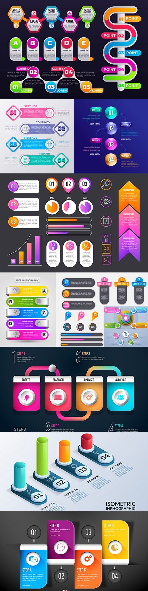 Business infographics options elements collection 141