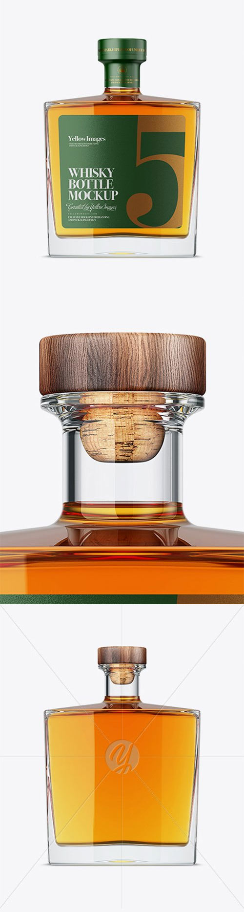Square Glass Bottle W/ Whisky Mockup