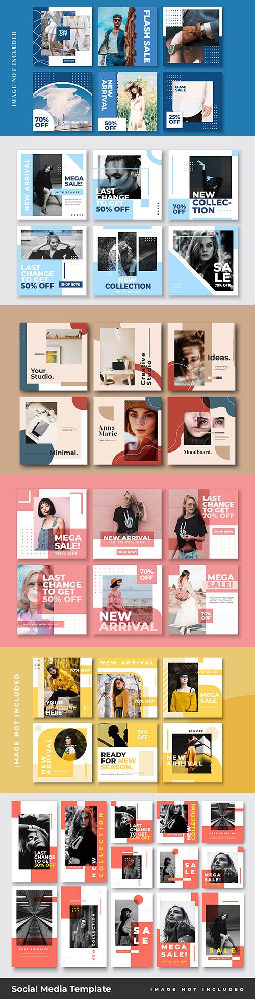 Social media posts mega sale templates design