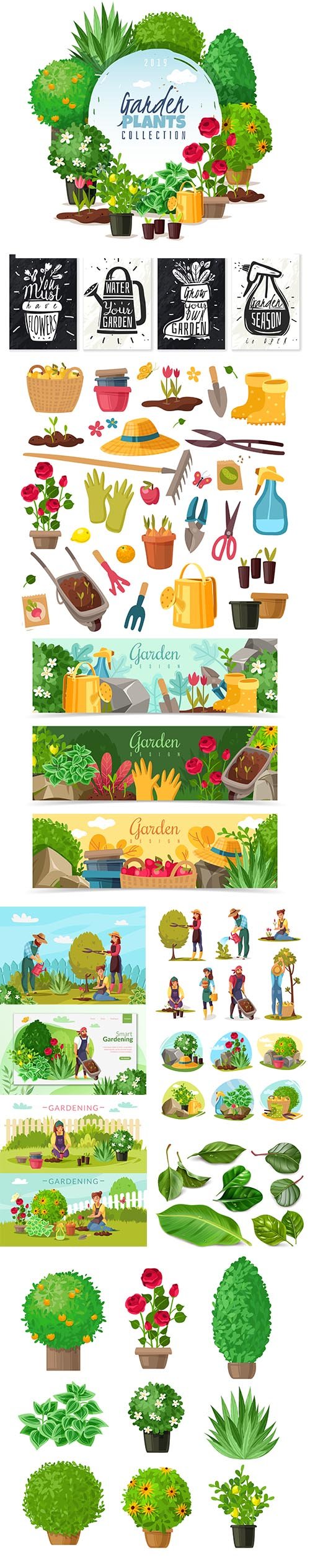 Gardening Illustration Cartoon Plants Collections