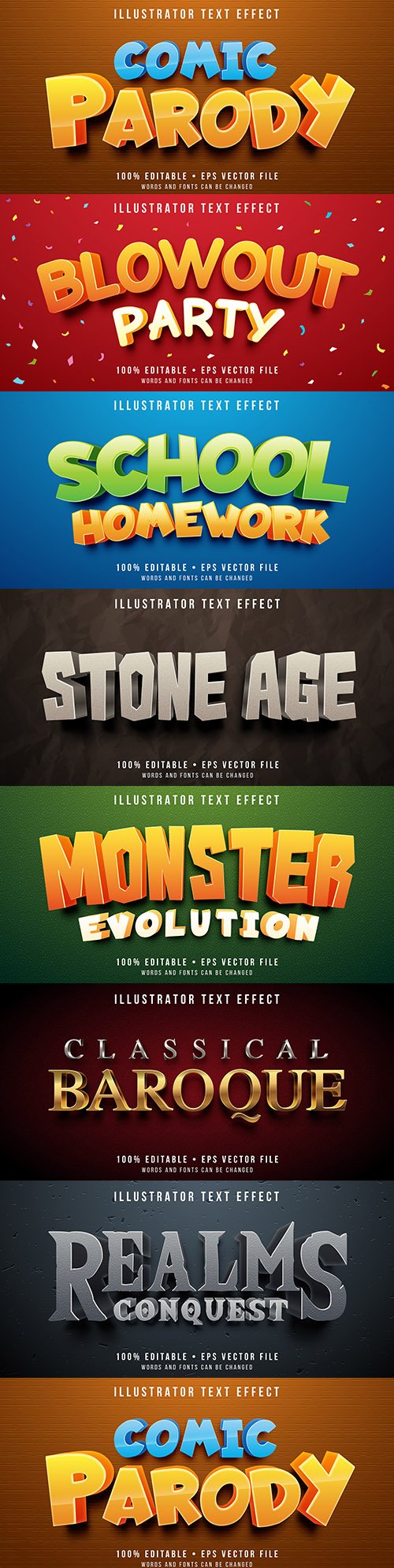 3d Editable font effect text collection illustration 33