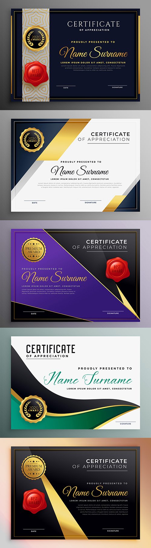 Certificate achievement template design collection 2