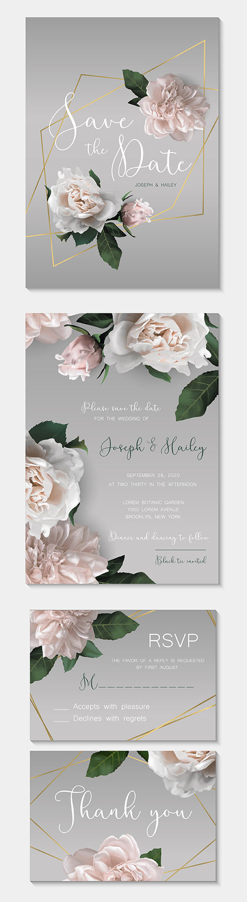 Wedding Invitation Suite with Flowers