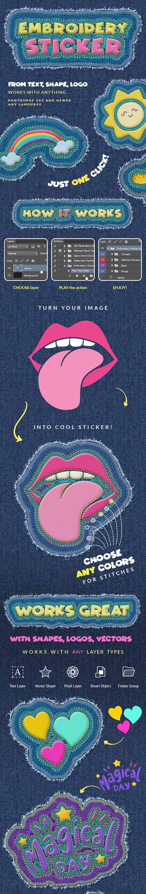 Embroidery Sticker - Photoshop Action 25804960