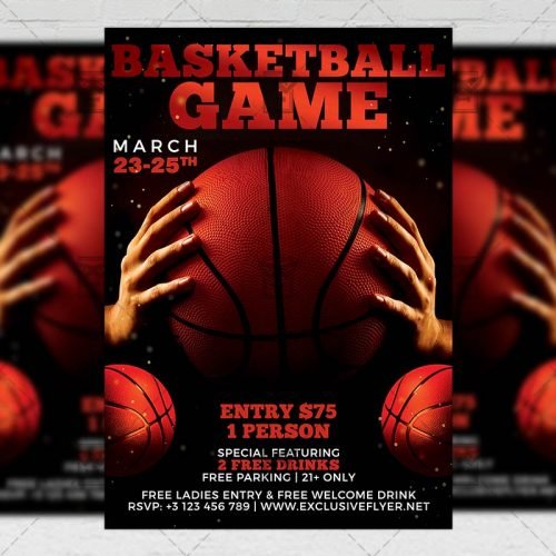 Sport A5 Template - Basketball Game Night Flyer