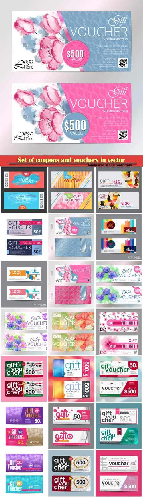 Set of coupons and vouchers in vector