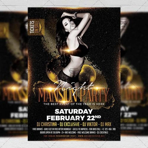 Club A5 Template - Mansion Party Night Flyer