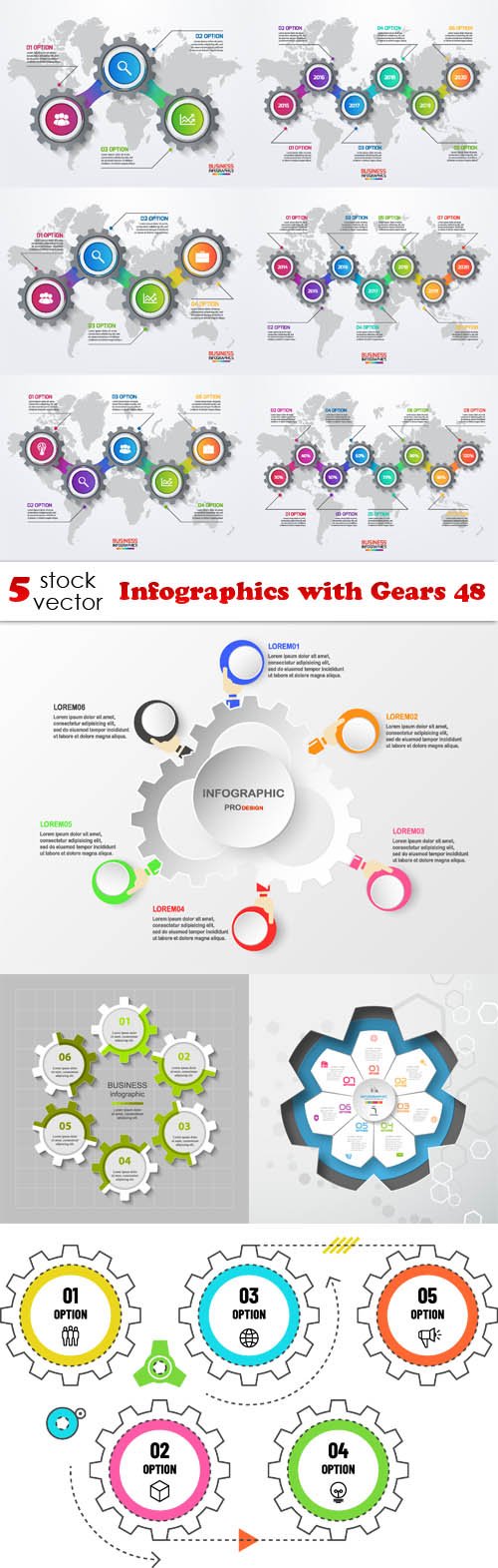 Vectors - Infographics with Gears 48