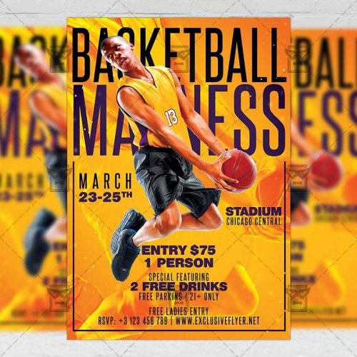 Sport A5 Template - Basketball Madness Flyer