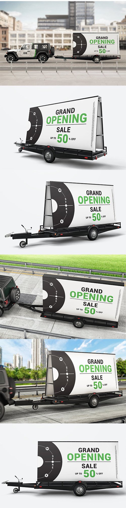 Mobile Billboard Trailer Advertising Sign Mockup PSD