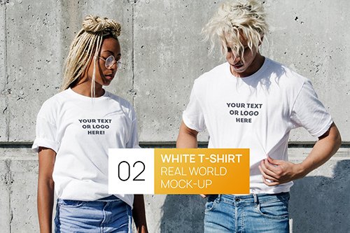 Two Persons White T-Shirt Real World Photo Mock-up
