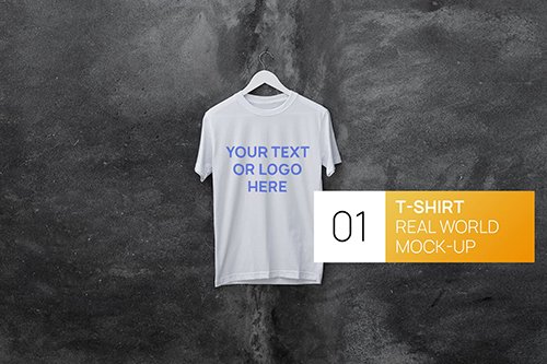 Concrete Wall White T-Shirt Real World Mock-up