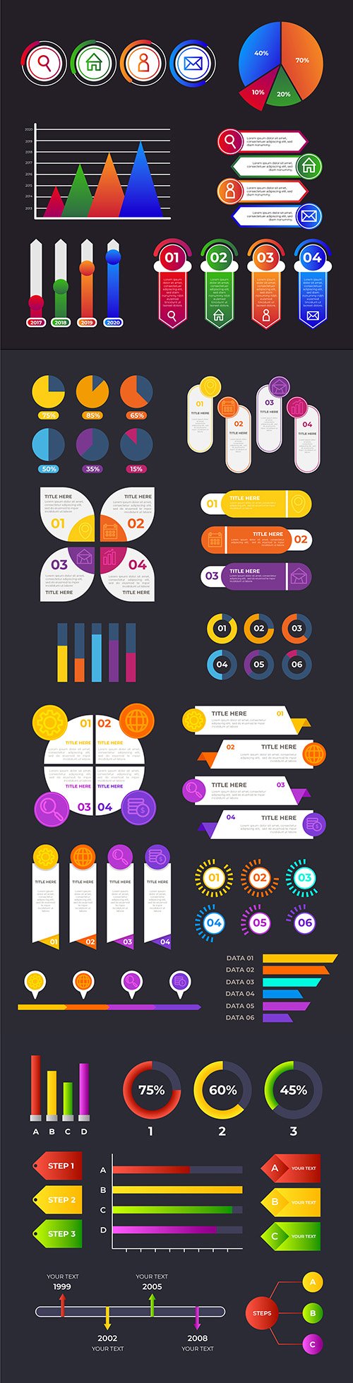 Business infographics options elements collection 144