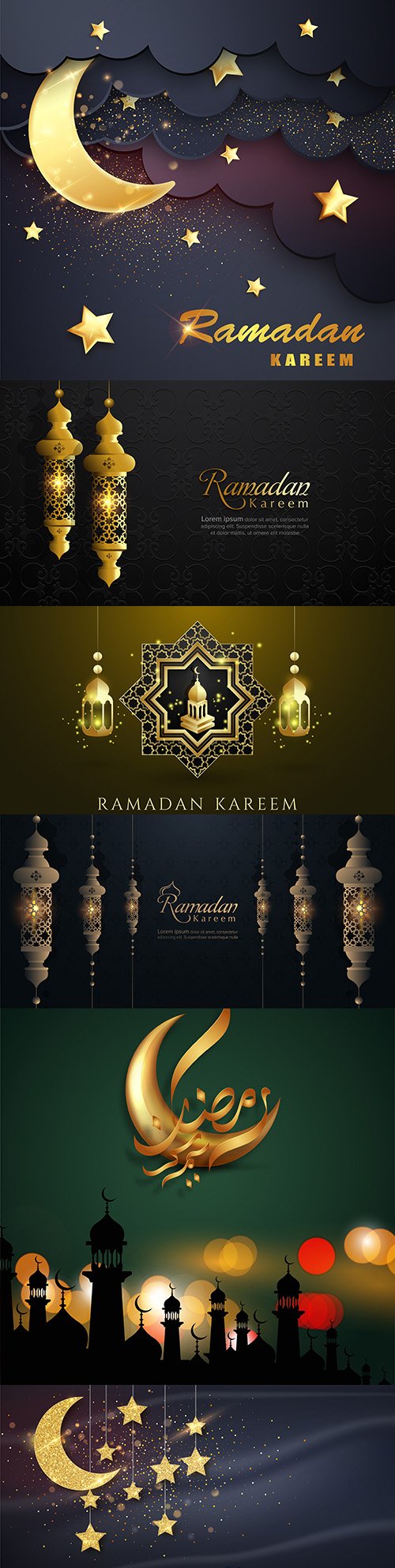 Ramadan Kareem moon and luxurious Islamic background elements