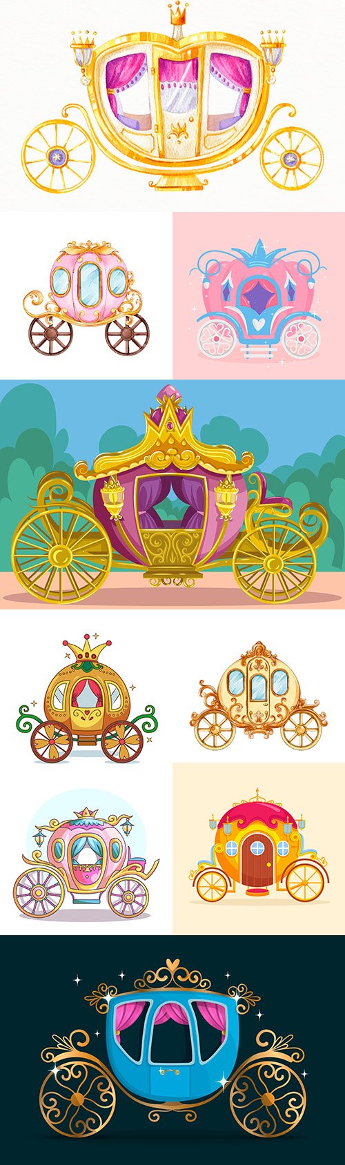 Fabulous carriage for princess collection illustrations