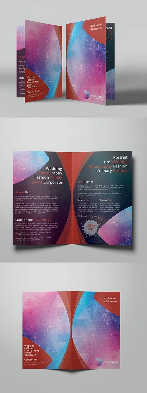 Photography Business Brochure with Red Accents