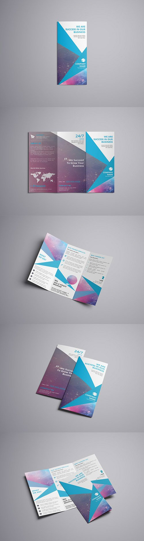 Trifold Brochure Layout with Blue Accents 3