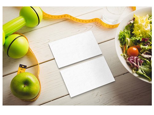 Business Cards on White Table Mockup