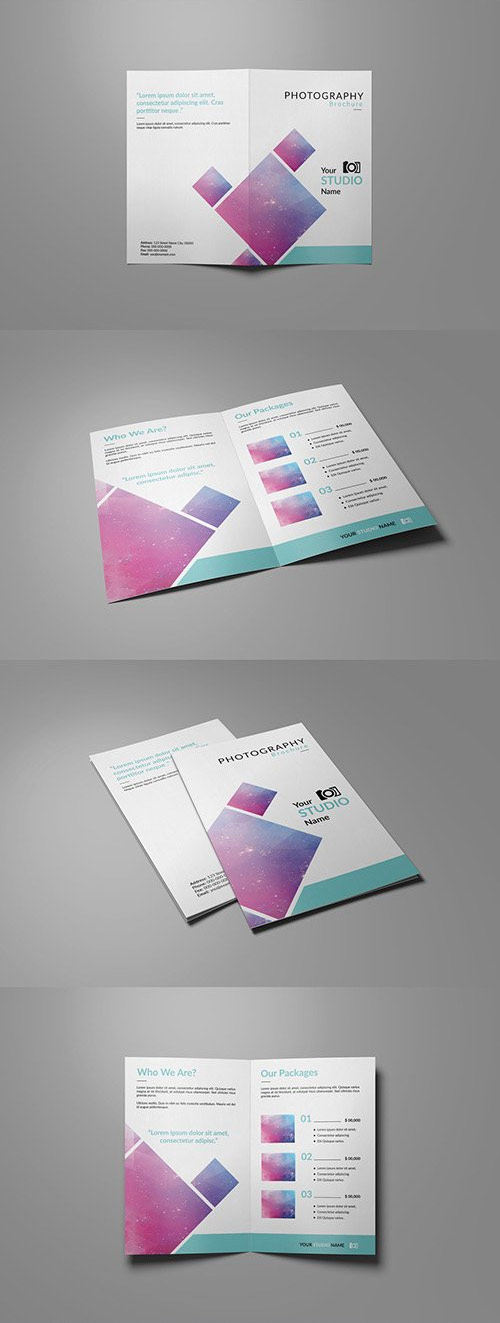 Photography Brochure Layout with Light Blue Accents