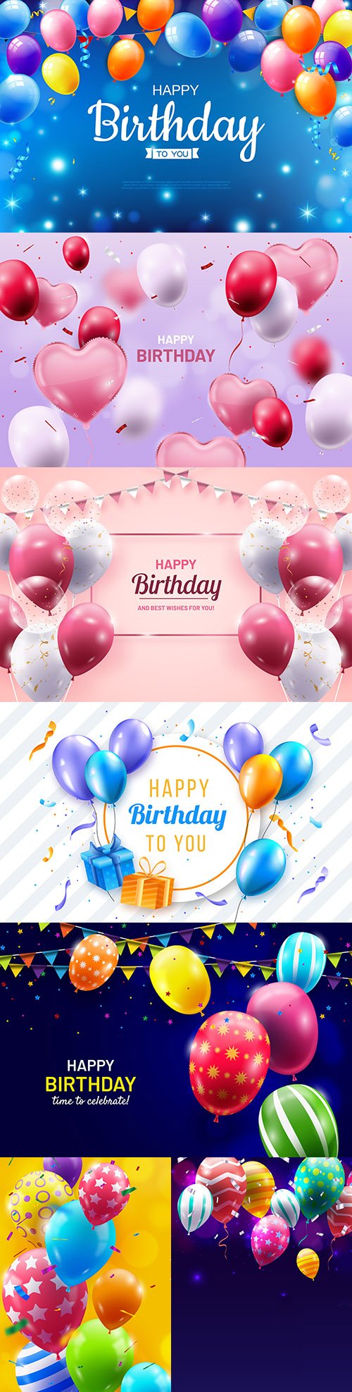 Happy birthday holiday invitation realistic balloons 6