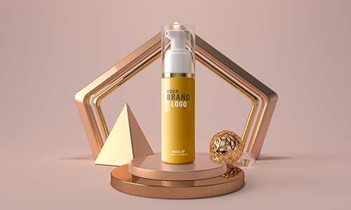 PSD Cosmetic face foam bottle 3d render mockup template
